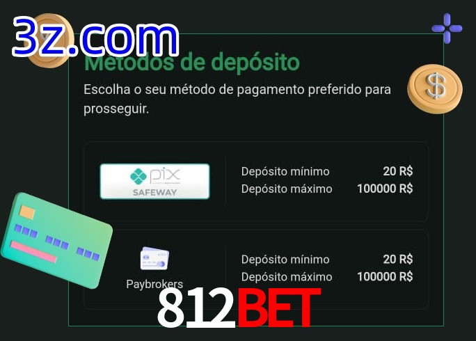 O cassino 812Bet oferece uma grande variedade de métodos de pagamento